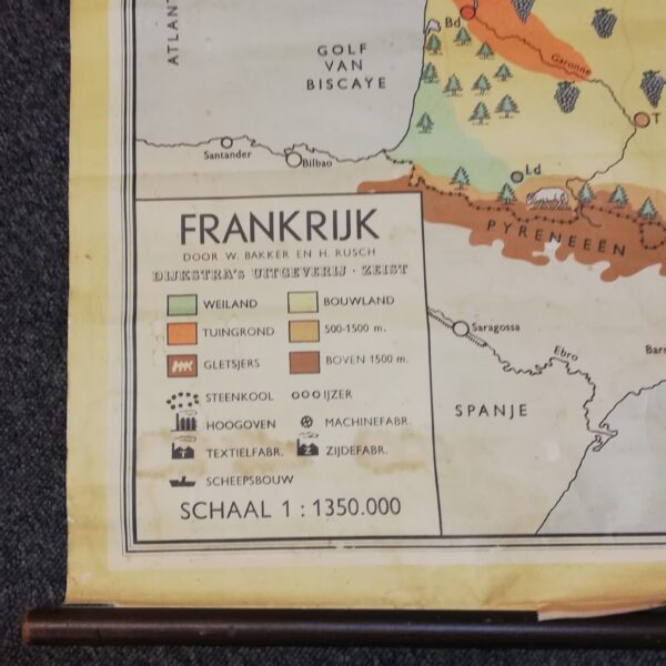 Wandkaart Frankrijk - eerste druk 1952