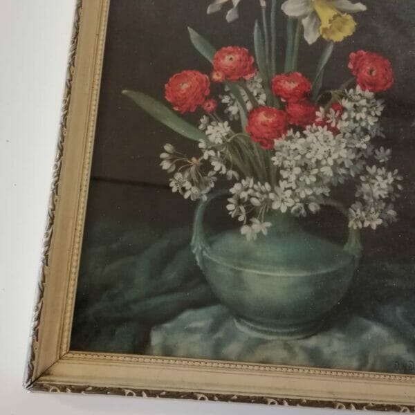 Schilderijtje vaas met bloemen D.H. Dendlberger