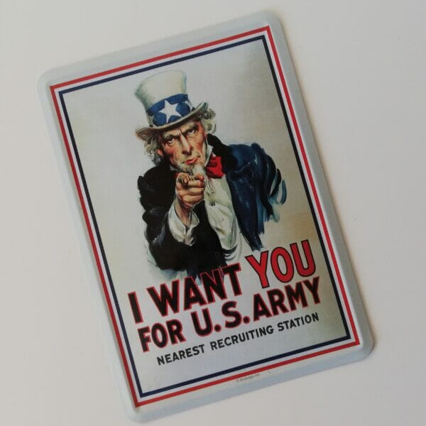 Metalen ansichtkaart I want you for US army