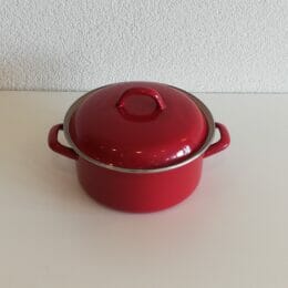 Vintage emaille pan rood