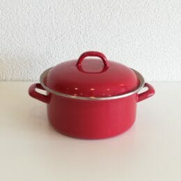 Vintage emaille pan rood