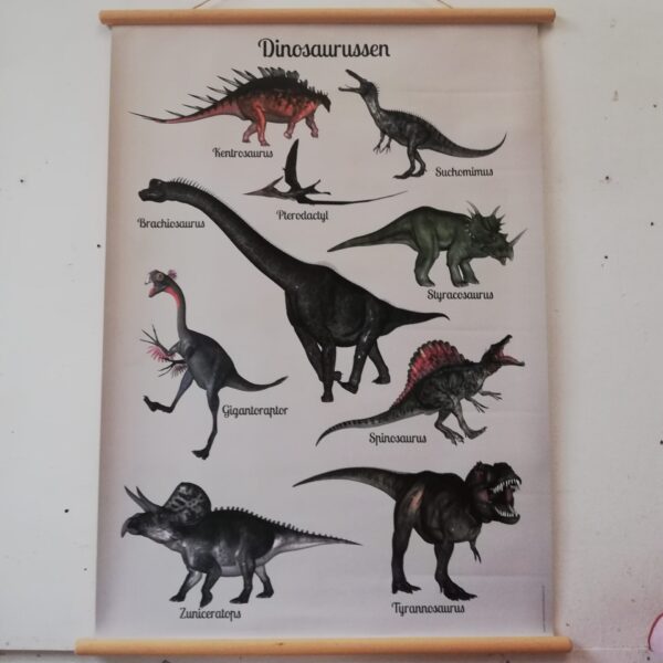 Poster dinosaurussen tussen stokken